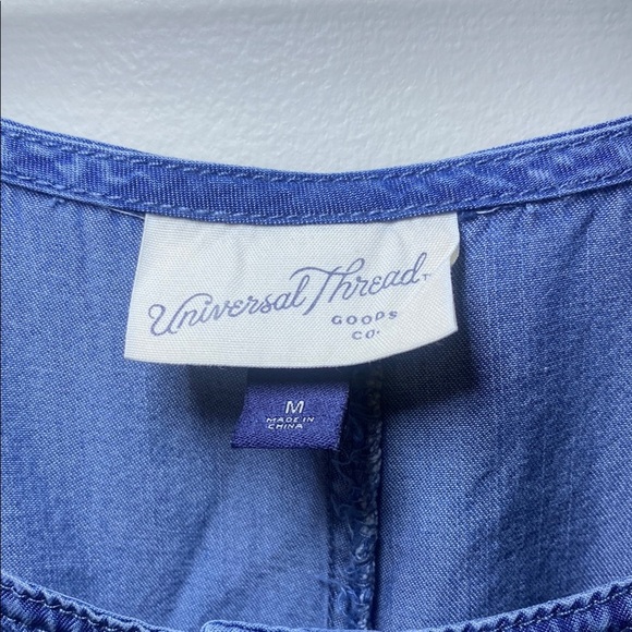 Universal Thread Blue Buttoned Scoop Neck Mini Dress - Picture 2 of 6